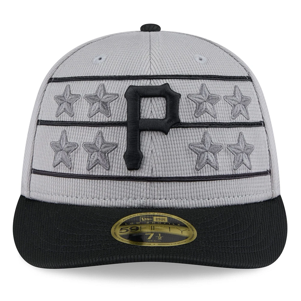 Men's New Era  Gray/Black Pittsburgh Pirates 2025 Batting Practice Low Profile 59FIFTY Fitted Hat