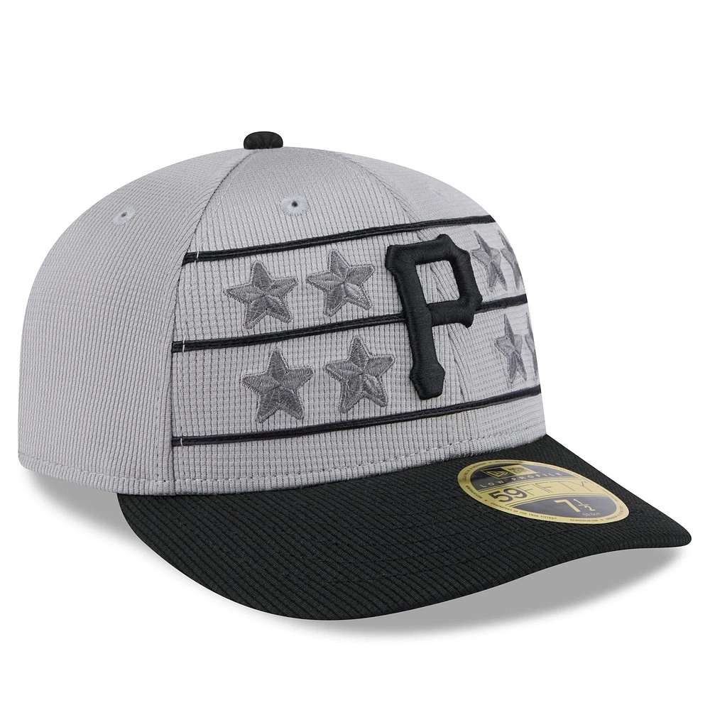 Men's New Era  Gray/Black Pittsburgh Pirates 2025 Batting Practice Low Profile 59FIFTY Fitted Hat