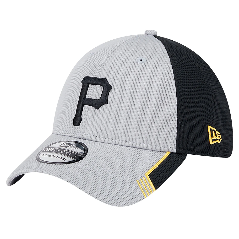 Casquette flexible 39THIRTY à bordure de visière des Pirates Pittsburgh New Era pour hommes, gris/noir