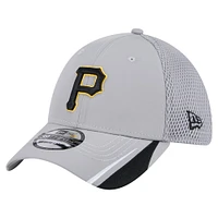 Casquette Linear 39THIRTY Flex-Fit pour homme New Era grise des Pirates de Pittsburgh