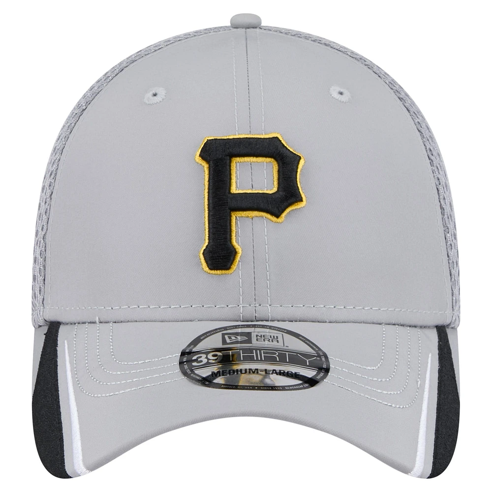 Casquette Linear 39THIRTY Flex-Fit pour homme New Era grise des Pirates de Pittsburgh