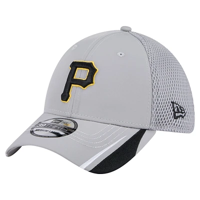 Casquette Linear 39THIRTY Flex-Fit pour homme New Era grise des Pirates de Pittsburgh