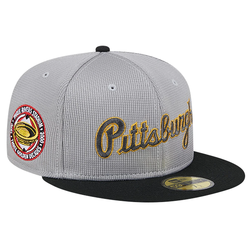 Casquette ajustée 59FIFTY en maille Pivot des Pirates de Pittsburgh New Era pour hommes, grise