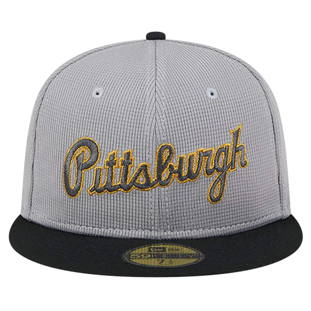 Men's New Era Gray Pittsburgh Pirates Pivot Mesh 59FIFTY Fitted Hat