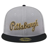 Casquette ajustée 59FIFTY en maille Pivot des Pirates de Pittsburgh New Era pour hommes, grise