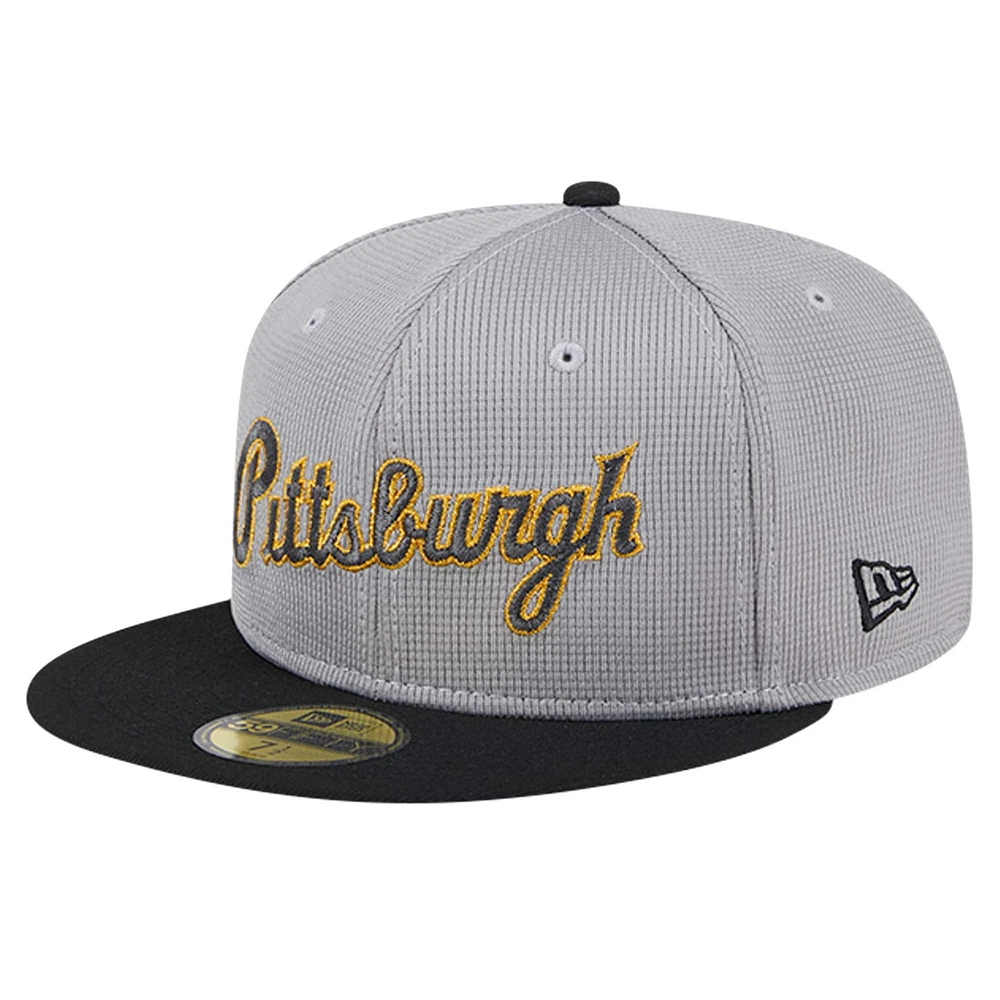 Casquette ajustée 59FIFTY en maille Pivot des Pirates de Pittsburgh New Era pour hommes, grise