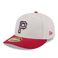 Men's New Era  Khaki/Red Pittsburgh Pirates 2024 Fourth of July Low Profile 59FIFTY Fitted Hat