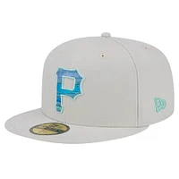 Men's New Era Khaki Pittsburgh Pirates Stone Mist 59FIFTY Fitted Hat