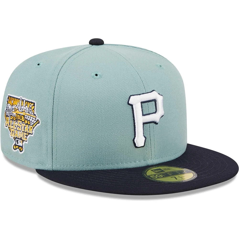 Men's New Era Light Blue/Navy Pittsburgh Pirates Beach Kiss 59FIFTY Fitted Hat