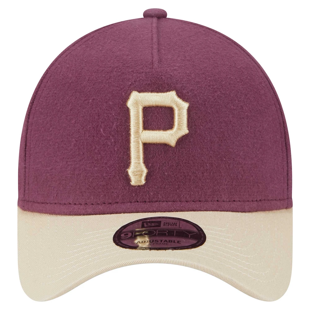 Men's New Era Maroon Pittsburgh Pirates  Moleskin A-Frame 9FORTY Adjustable Hat