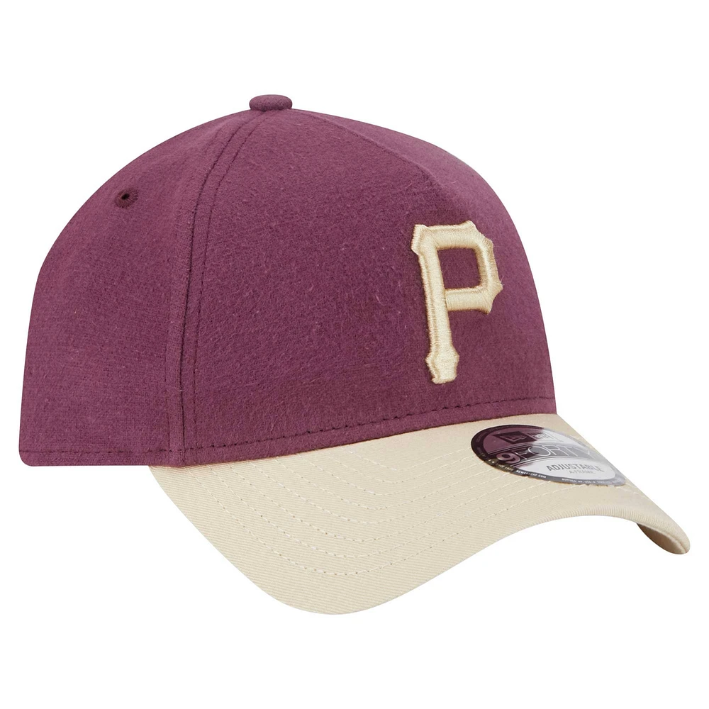 Men's New Era Maroon Pittsburgh Pirates  Moleskin A-Frame 9FORTY Adjustable Hat