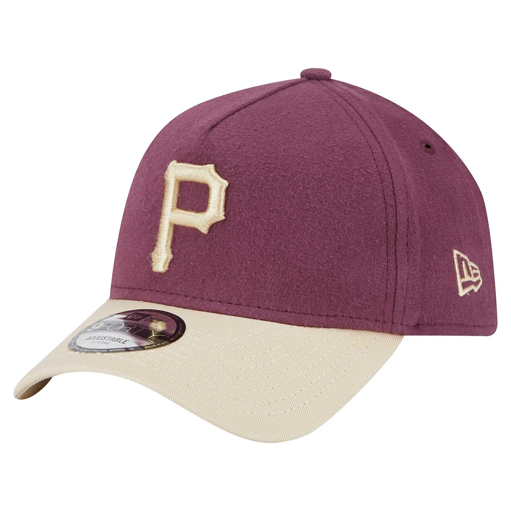 Casquette ajustable 9FORTY en moleskine pour homme New Era des Pirates de Pittsburgh Bordeaux