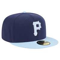 Men's New Era Navy/Light Blue Pittsburgh Pirates Color Pack 2-Tone 59FIFTY Fitted Hat