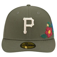 Men's New Era Olive Pittsburgh Pirates Tonal Florals 59FIFTY Fitted Hat
