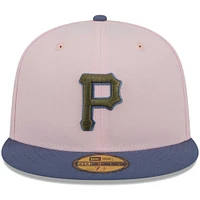 Men's New Era Pink/Blue Pittsburgh Pirates  Olive Undervisor 59FIFTY Fitted Hat