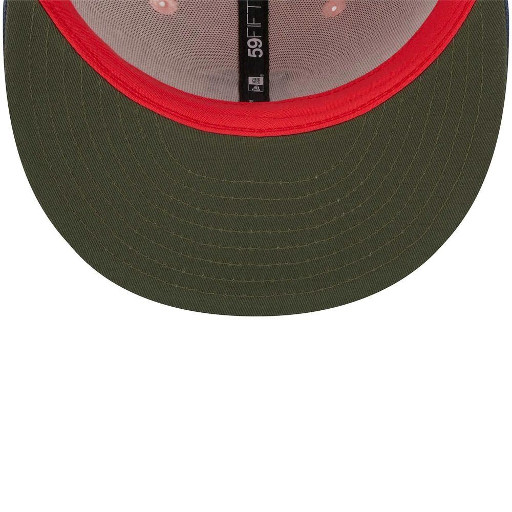 Casquette ajustée 59FIFTY avec sous-visière olive des Pittsburgh Pirates New Era pour homme, rose/bleu