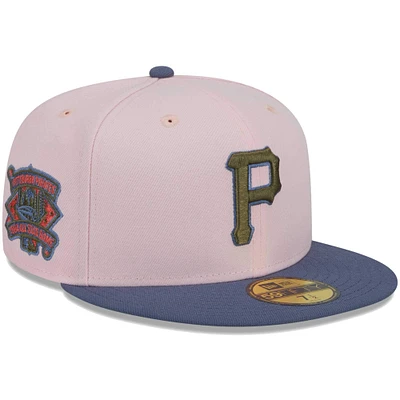 Casquette ajustée 59FIFTY avec sous-visière olive des Pittsburgh Pirates New Era pour homme, rose/bleu