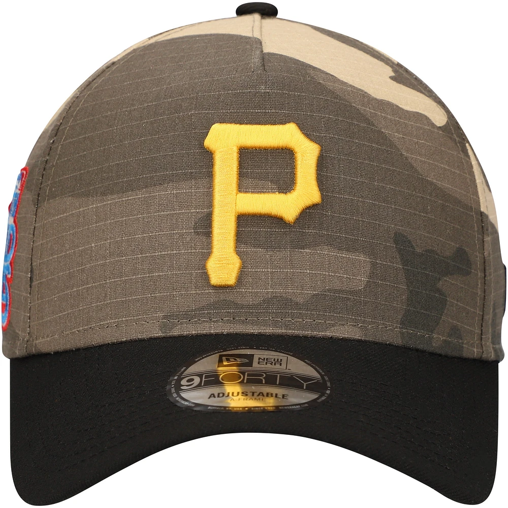 Men's New Era Pittsburgh Pirates Camo Crown A-Frame 9FORTY Adjustable Hat