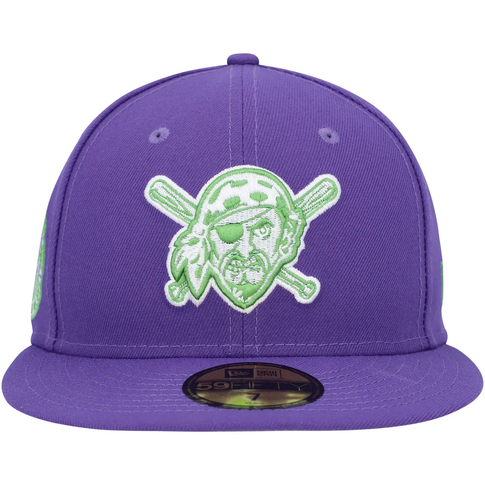 Casquette ajustée 59FIFTY pour homme avec écusson latéral violet Pittsburgh Pirates Lime New Era