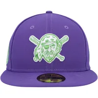 Men's New Era Purple Pittsburgh Pirates Lime Side Patch 59FIFTY Fitted Hat