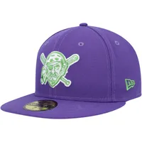 Men's New Era Purple Pittsburgh Pirates Lime Side Patch 59FIFTY Fitted Hat