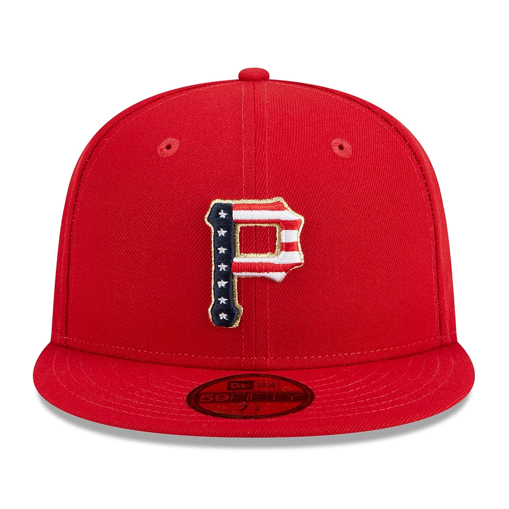 Men's New Era  Red Pittsburgh Pirates 2023 Fourth of July 59FIFTY Fitted Hat