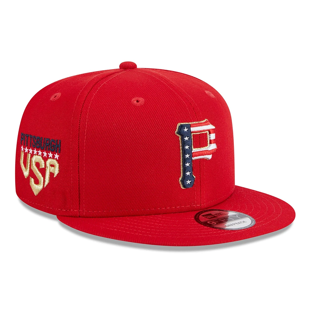 Men's New Era  Red Pittsburgh Pirates 2023 Fourth of July 9FIFTY Snapback Adjustable Hat