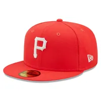 Men's New Era Red Pittsburgh Pirates Lava Highlighter Logo 59FIFTY Fitted Hat