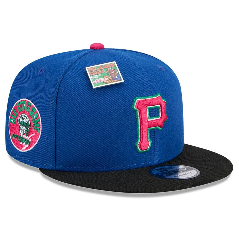 Men's New Era Royal/Black Pittsburgh Pirates Watermelon Big League Chew Flavor Pack 9FIFTY Snapback Hat