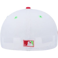 Men's New Era White/Coral Pittsburgh Pirates Three Rivers Stadium 30th Anniversary Strawberry Lolli 59FIFTY Fitted Hat