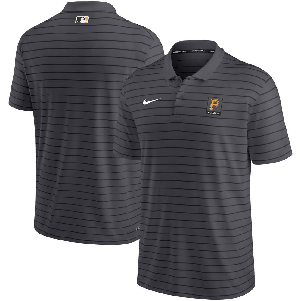 Men's Nike Anthracite Pittsburgh Pirates Authentic Collection Striped Performance Pique Polo