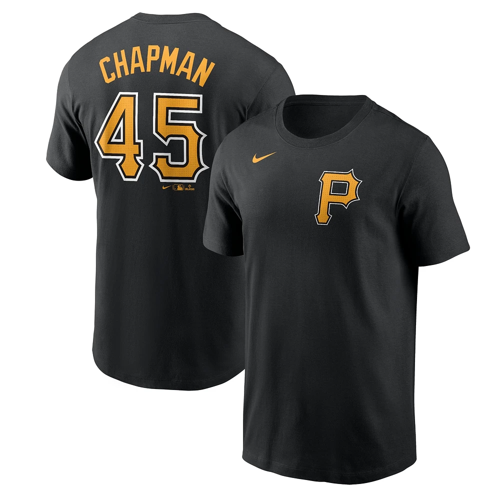 T-shirt avec nom et numéro Nike Aroldis Chapman pour hommes, noir, Pittsburgh Pirates Fuse