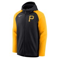 Men's Nike Black/Gold Pittsburgh Pirates Authentic Collection Performance Raglan Full-Zip Hoodie