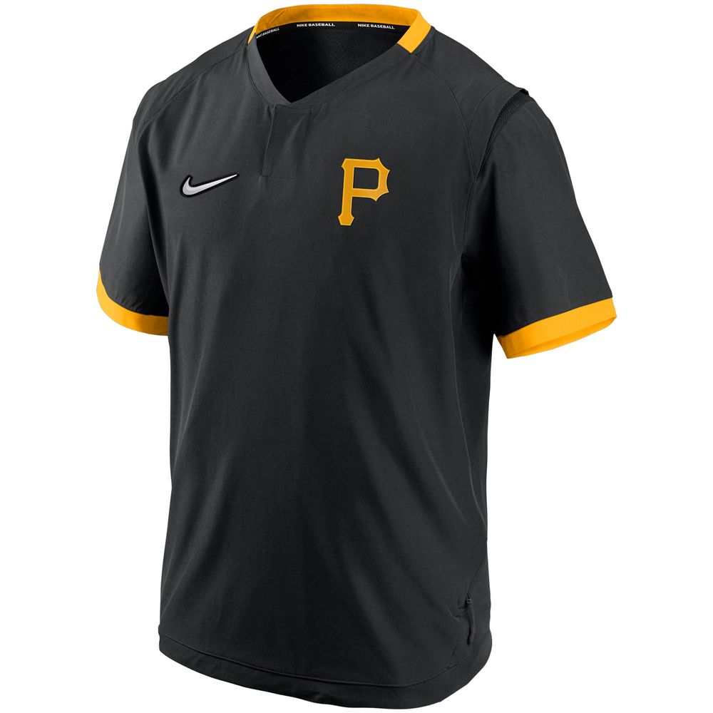 Men's Nike Black/Gold Pittsburgh Pirates Authentic Collection Short Sleeve Hot Pullover Jacket