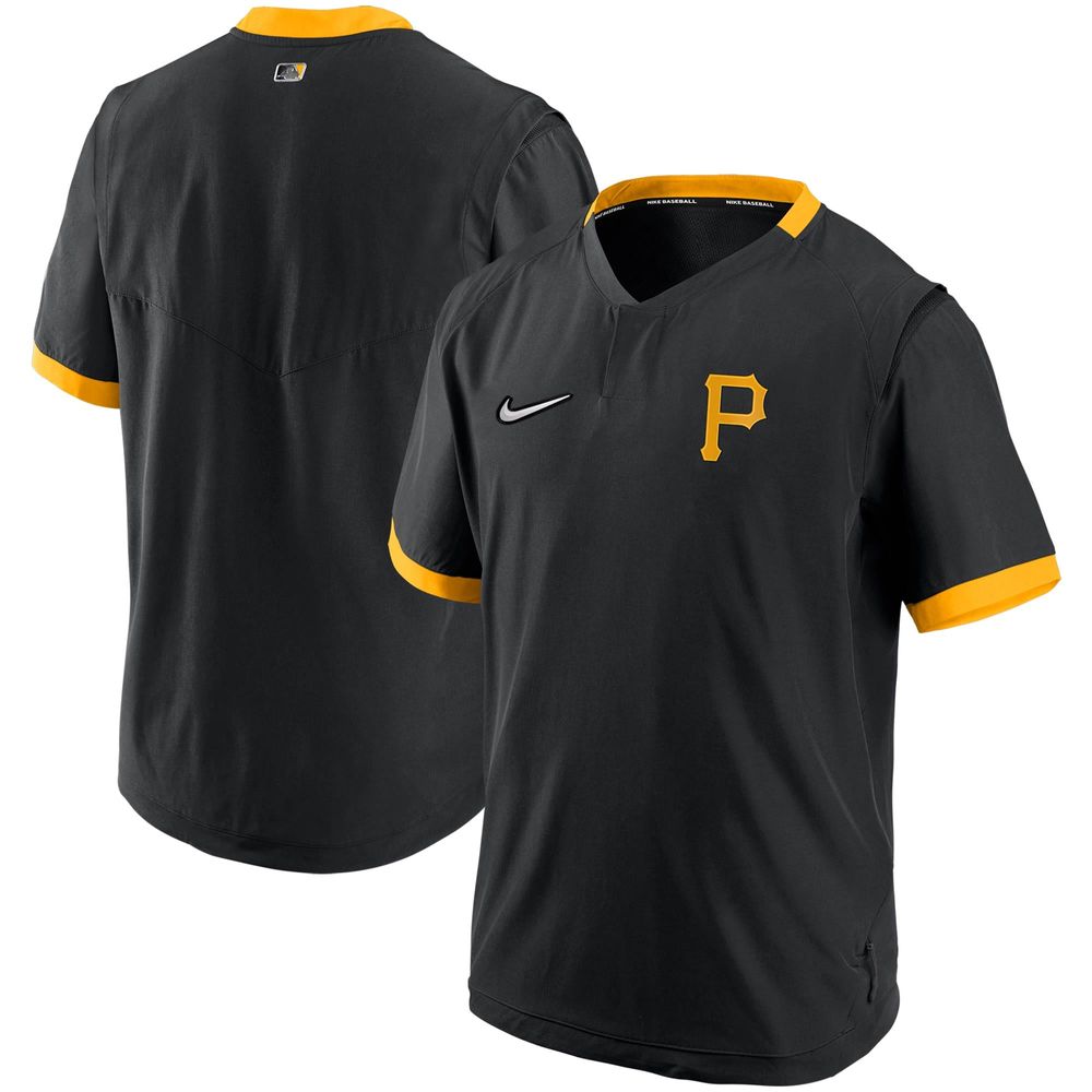 Men's Nike Black/Gold Pittsburgh Pirates Authentic Collection Short Sleeve Hot Pullover Jacket