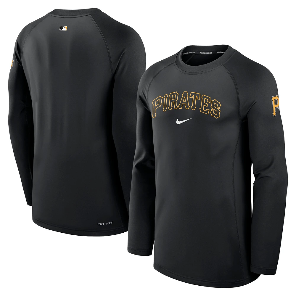 Men's Nike Black Pittsburgh Pirates Authentic Collection Game Time Raglan Performance Long Sleeve T-Shirt