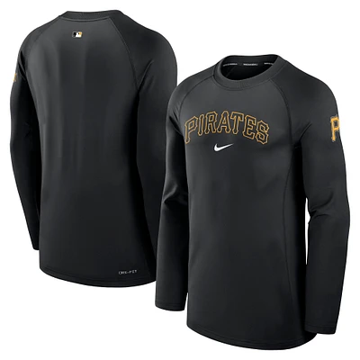 Men's Nike Black Pittsburgh Pirates Authentic Collection Game Time Raglan Performance Long Sleeve T-Shirt