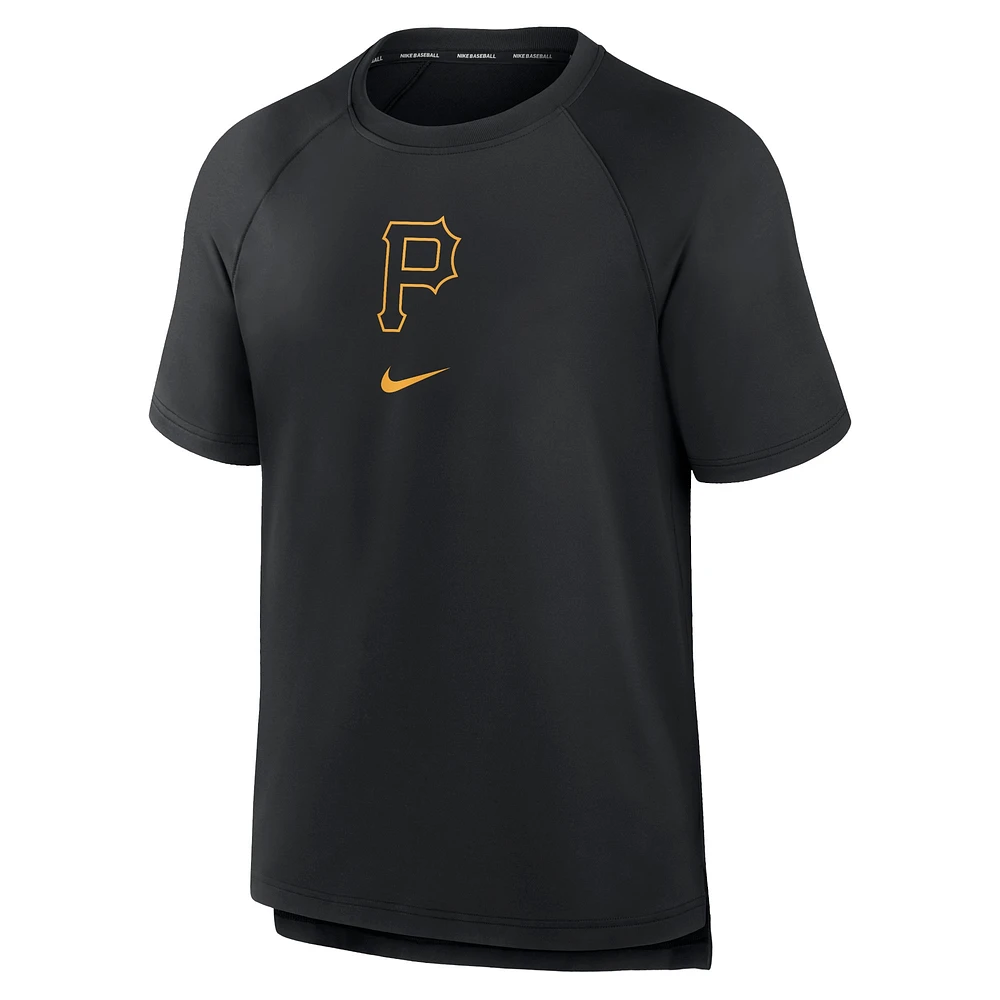 Men's Nike Black Pittsburgh Pirates Authentic Collection Pregame Raglan Performance T-Shirt