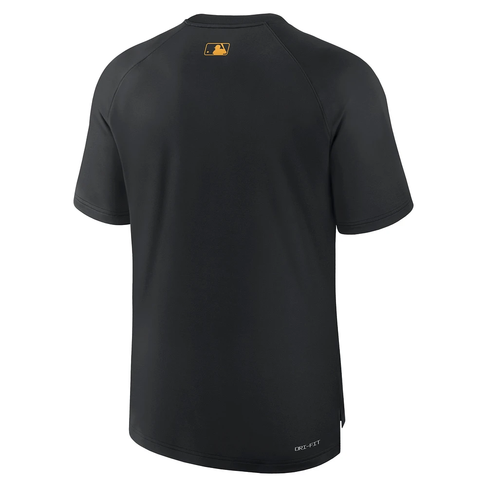 Men's Nike Black Pittsburgh Pirates Authentic Collection Pregame Raglan Performance T-Shirt