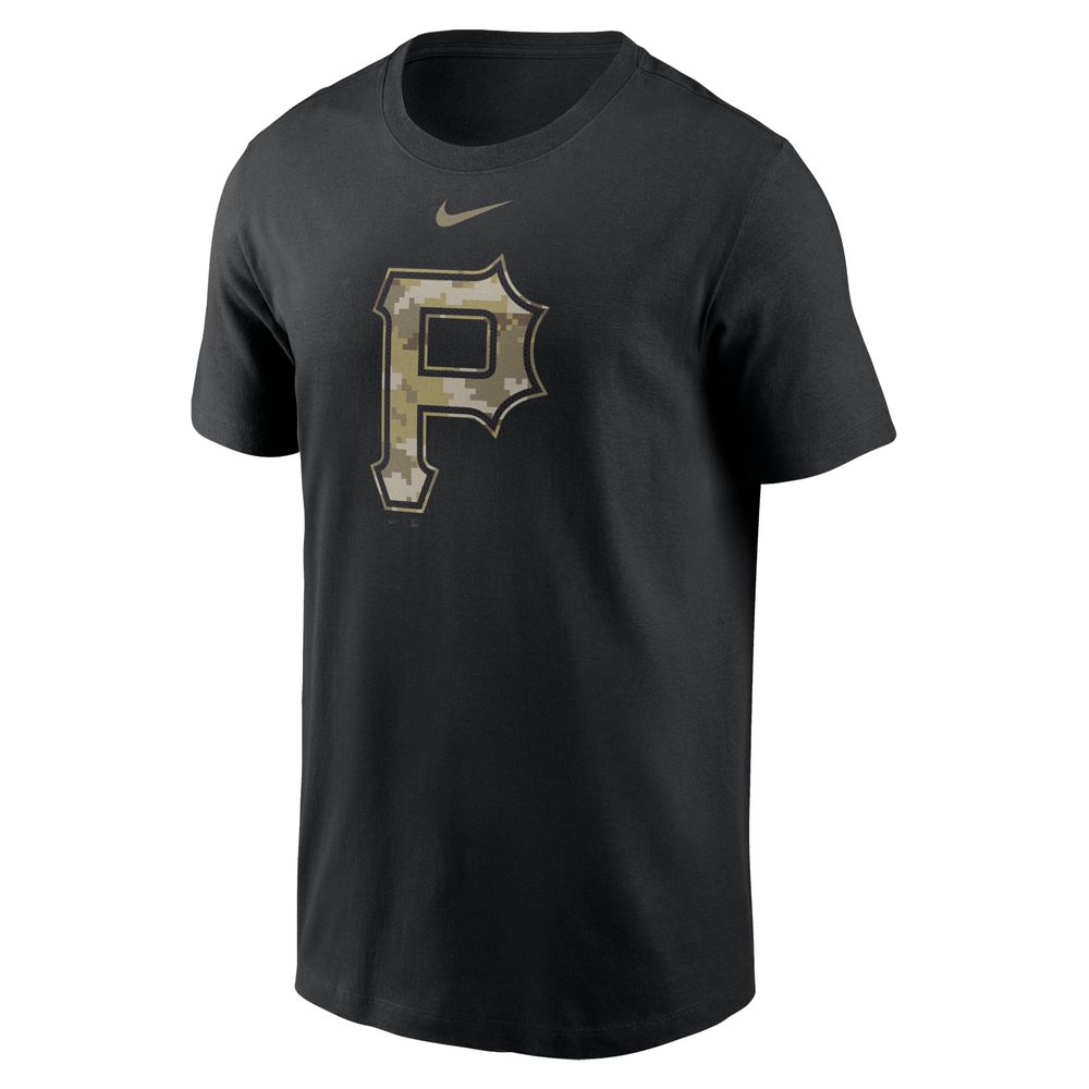 Men's Nike Black Pittsburgh Pirates Camo Logo Team T-Shirt