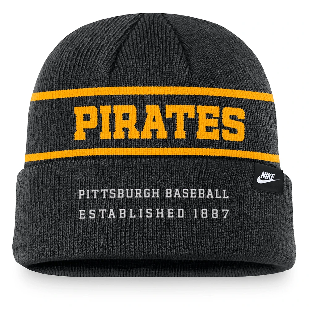 Bonnet en tricot à revers Nike pour hommes, Pittsburgh Pirates Cooperstown Collection Rewind Terra, noir