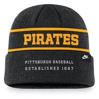 Bonnet en tricot à revers Nike pour hommes, Pittsburgh Pirates Cooperstown Collection Rewind Terra, noir