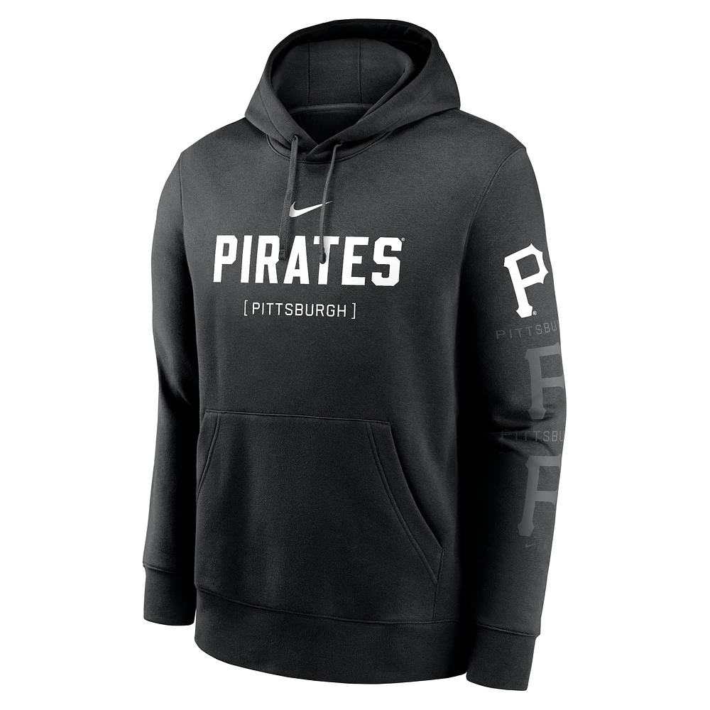 Sweat à capuche Nike noir Pittsburgh Pirates Fashion Club pour homme