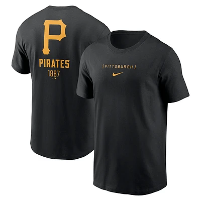 T-shirt Nike noir Pittsburgh Pirates avec grand logo dans le dos pour homme