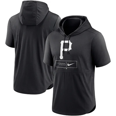 Men's Nike Black Pittsburgh Pirates Lockup Performance Short Sleeve Lightweight Hooded Top