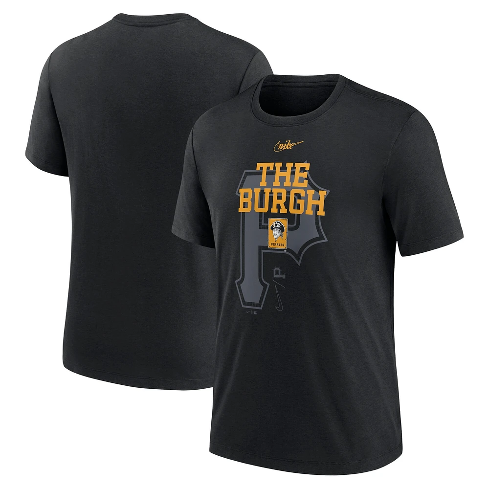 Men's Nike  Black Pittsburgh Pirates Rewind Retro Tri-Blend T-Shirt