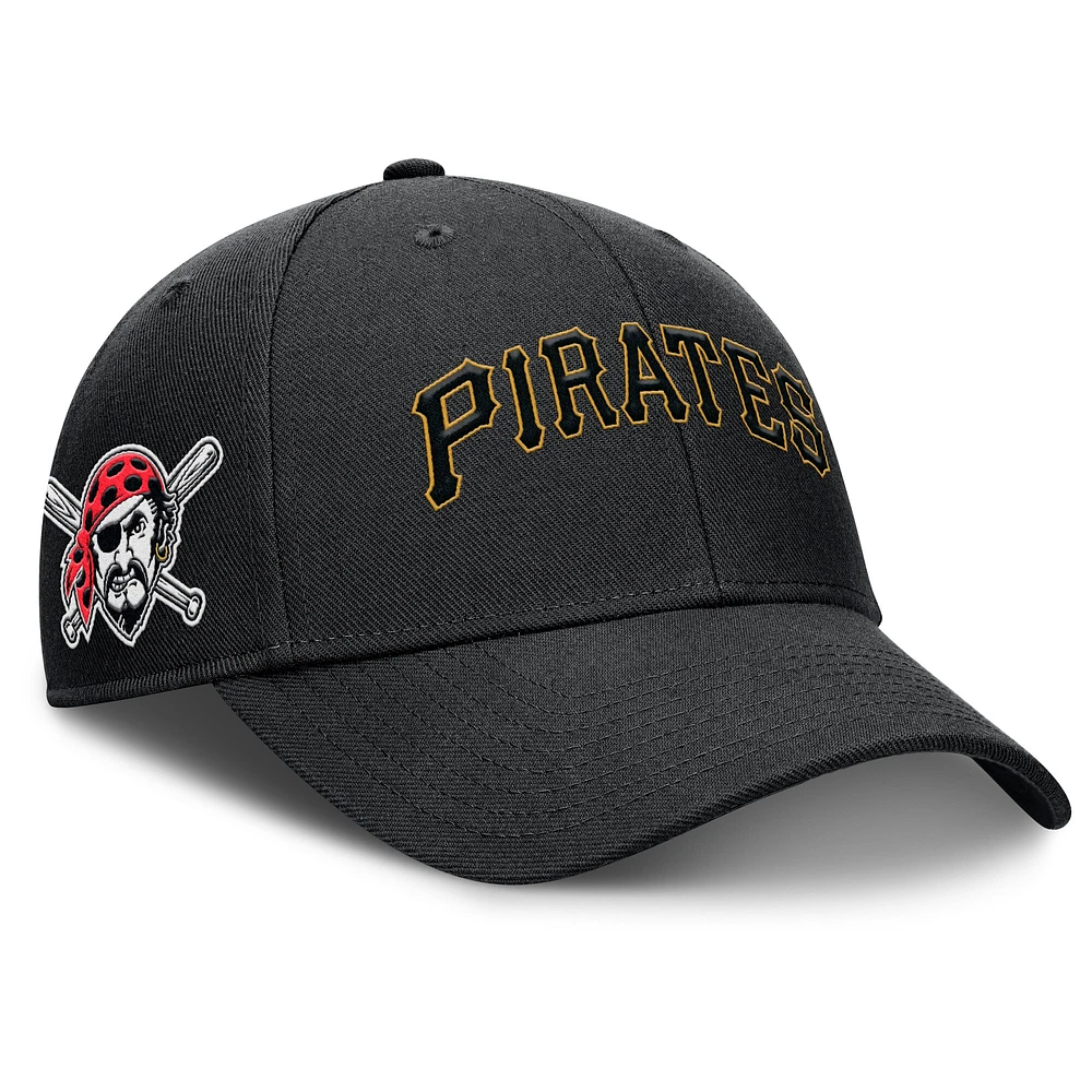 Casquette ajustable Nike noire Pittsburgh Pirates Rise Gaberdine pour homme