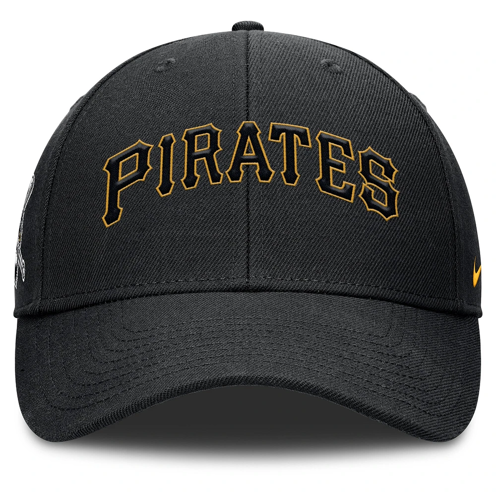 Casquette ajustable Nike noire Pittsburgh Pirates Rise Gaberdine pour homme