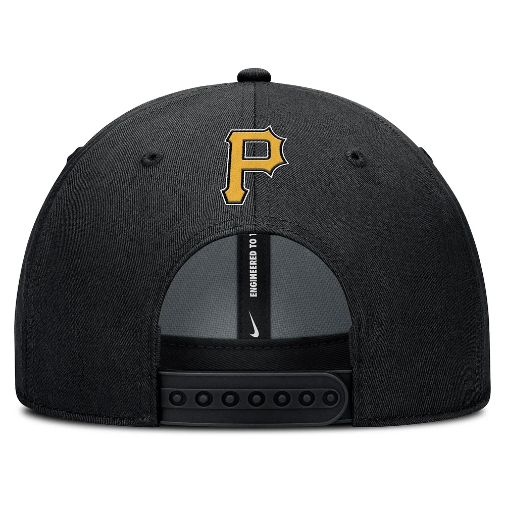 Casquette ajustable Nike noire Pittsburgh Pirates Rise Gaberdine pour homme