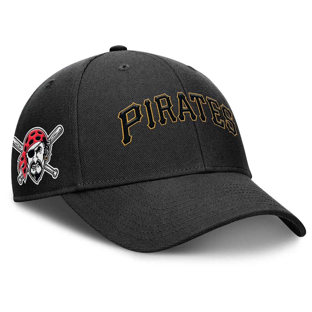 Casquette ajustable Nike noire Pittsburgh Pirates Rise Gaberdine pour homme